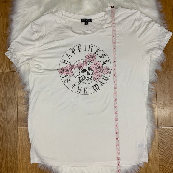 Fifth Sun Happiness Drapey Graphic Skull T-Shirt - Picture 7 of 8